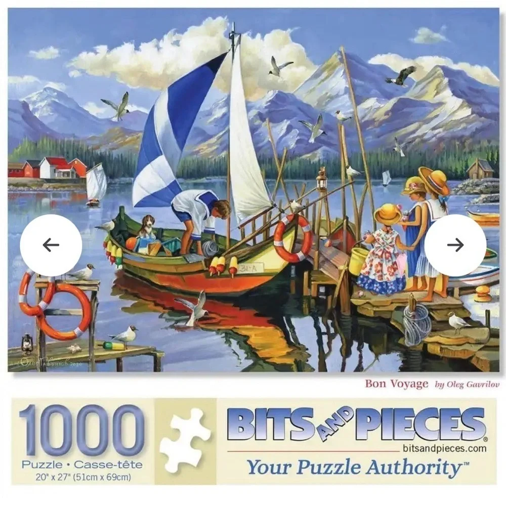 Bits and Pieces 1000 Piece Puzzle Set Countryside House & Bon voyage set of 2